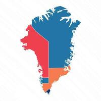 Multicolor Map of Greenland With Provinces vector