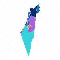 multicolor mapa de Israel con provincias vector