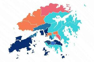 Multicolor Map of HongKong With Provinces vector