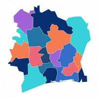 Multicolor Map of Ivory Coast With Provinces vector