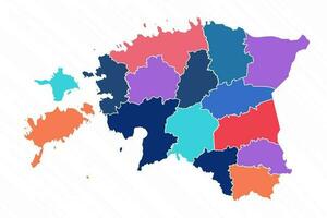 multicolor mapa de Estonia con provincias vector