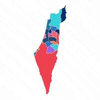 Multicolor Map of Israel Palestine With Provinces vector