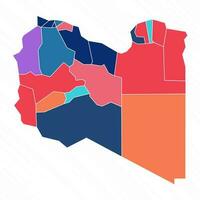 multicolor mapa de Libia con provincias vector