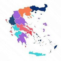 multicolor mapa de Grecia con provincias vector