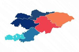 Multicolor Map of Kyrgyzstan With Provinces vector