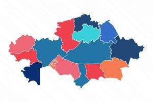 Multicolor Map of Kazakhstan With Provinces vector