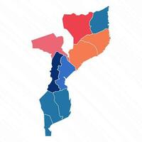 multicolor mapa de Mozambique con provincias vector