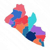 Multicolor Map of Liberia With Provinces vector