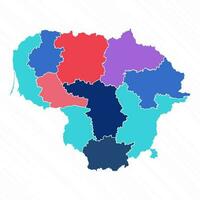 Multicolor Map of Lithuania With Provinces vector