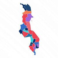 Multicolor Map of Malawi With Provinces vector