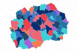 multicolor mapa de macedonia con provincias vector