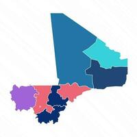 Multicolor Map of Mali With Provinces vector