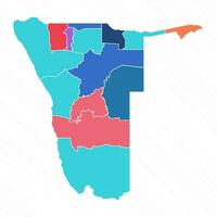 Multicolor Map of Namibia With Provinces vector