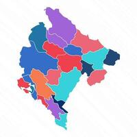 multicolor mapa de montenegro con provincias vector