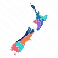 Multicolor Map of New Zealand With Provinces vector