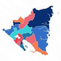 multicolor mapa de Nicaragua con provincias vector