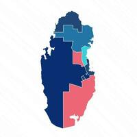 Multicolor Map of Qatar With Provinces vector