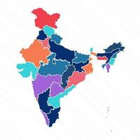 Multicolor Map of India With Provinces vector