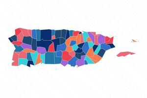 multicolor mapa de puerto rico con provincias vector