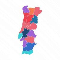 Multicolor Map of Portugal With Provinces vector