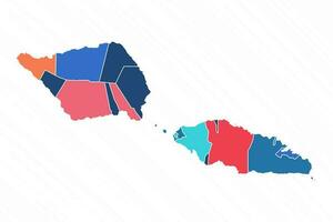 multicolor mapa de Samoa con provincias vector