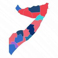 Multicolor Map of Somalia With Provinces vector