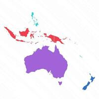 Multicolor Map of Oceania With Countries vector