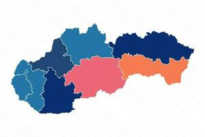 Multicolor Map of Slovakia With Provinces vector