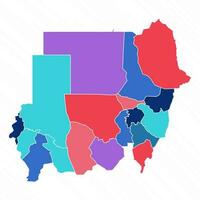multicolor mapa de Sudán con provincias vector