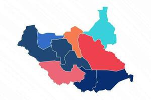 Multicolor Map of South Sudan With Provinces vector