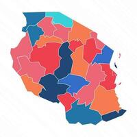 Multicolor Map of Tanzania With Provinces vector