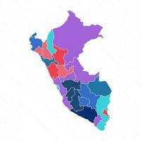 Multicolor Map of Peru With Provinces vector