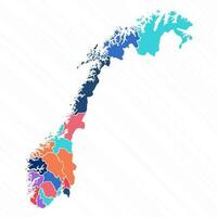 Multicolor Map of Norway With Provinces vector