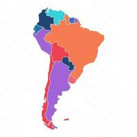 Multicolor Map of South America With Countries vector