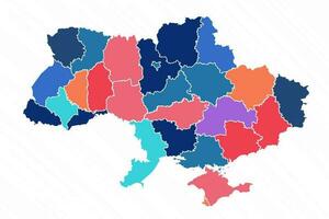 multicolor mapa de Ucrania con provincias vector