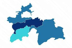 Multicolor Map of Tajikistan With Provinces vector