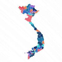 multicolor mapa de Vietnam con provincias vector