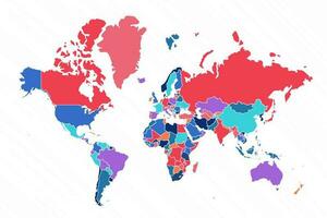 Multicolor Map of the World With Countries vector