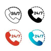 Abstract 24 7 Support Service Silhouette Illustration vector