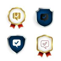 Abstract Correct Answer Badge and Label Collection vector