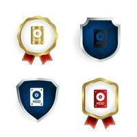 Abstract HDD Badge and Label Collection vector