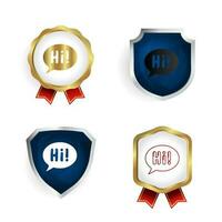 Abstract Hi Message Badge and Label Collection vector