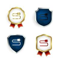 Abstract Power Socket Badge and Label Collection vector