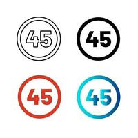 Abstract Speed Limit 45 Silhouette Illustration vector