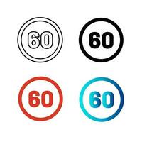 Abstract Speed Limit 60 Silhouette Illustration vector