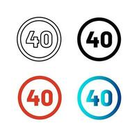 Abstract Speed Limit 40 Silhouette Illustration vector