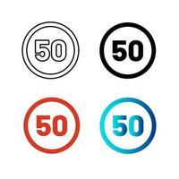 Abstract Speed Limit 50 Silhouette Illustration vector