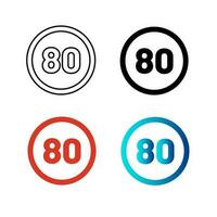 Abstract Speed Limit 80 Silhouette Illustration vector