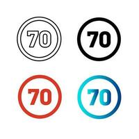 Abstract Speed Limit 70 Silhouette Illustration vector