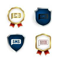 resumen SMS mensaje Insignia y etiqueta colección vector